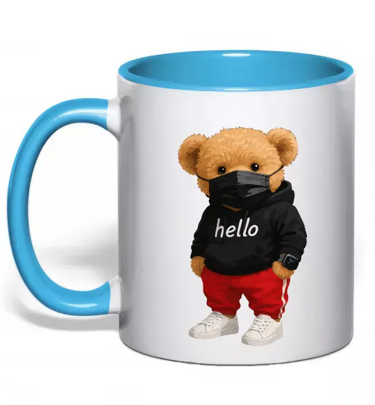 Чашка с цветной ручкой Bear swag Голубой фото