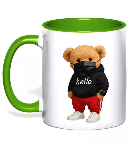 Чашка с цветной ручкой Bear swag Зеленый фото