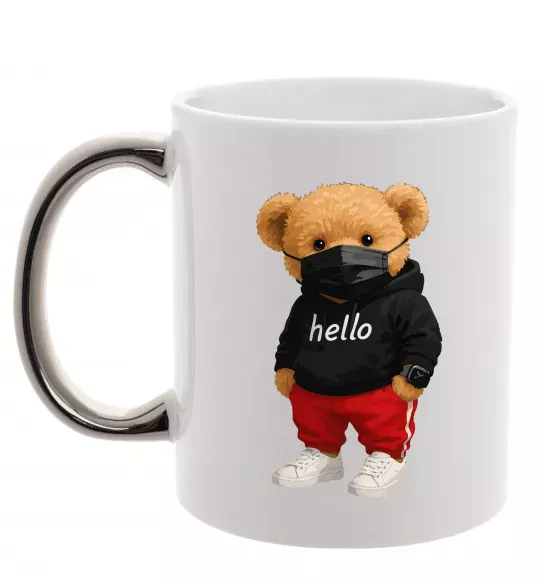 Чашка с цветной ручкой Bear swag Серебро фото