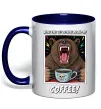Чашка с цветной ручкой Bear with coffee Глубокий темно-синий фото