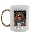 Чашка с цветной ручкой Bear with coffee Золото фото