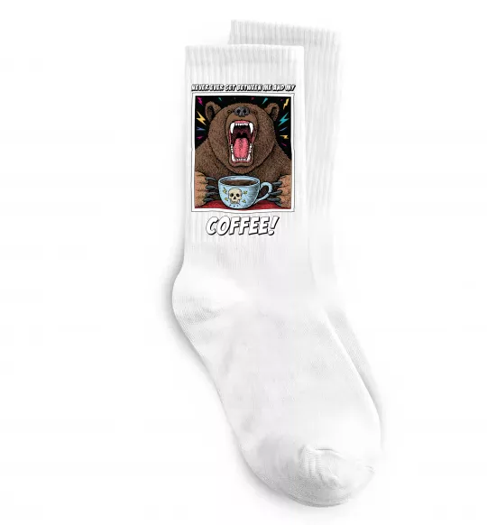 Носки Bear with coffee Белый фото