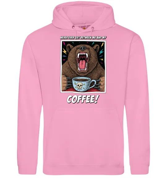 Чоловіча толстовка (худі) Bear with coffee Рожевий фото