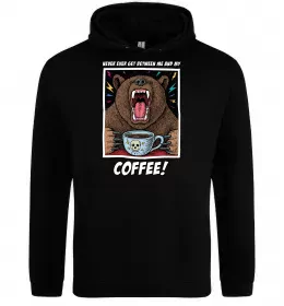 Мужская толстовка (худи) Bear with coffee Черный фото