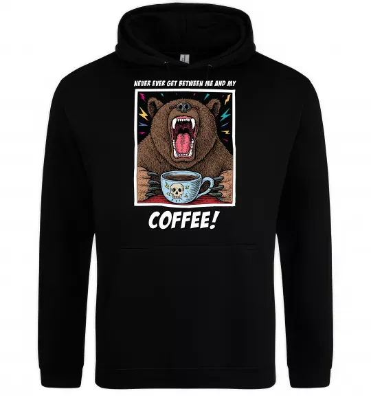Женская толстовка (худи) Bear with coffee Черный фото