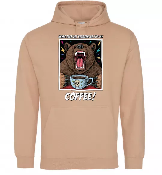 Женская толстовка (худи) Bear with coffee Песочный фото