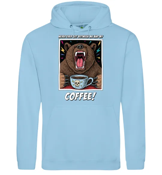 Жіноча толстовка (худі) Bear with coffee Блакитний фото