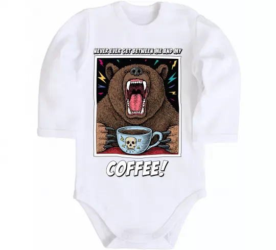 Детский боди Bear with coffee Белый фото
