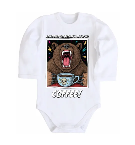 Дитячий бодік Bear with coffee Білий фото