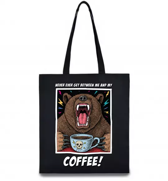 Эко-сумка Bear with coffee Черный фото