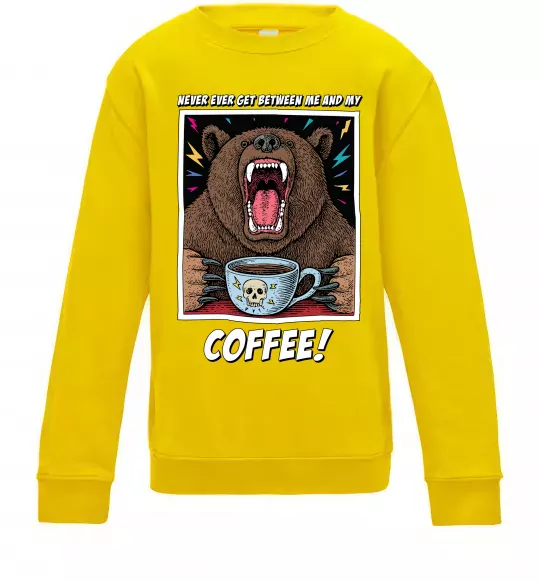 Детский Свитшот Bear with coffee Солнечно желтый фото