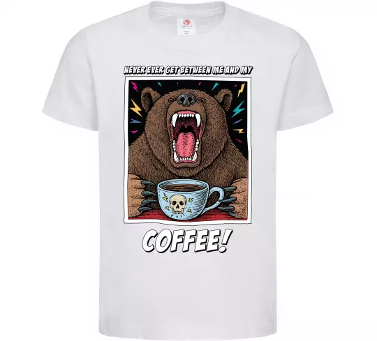 Детская футболка Bear with coffee Белый фото