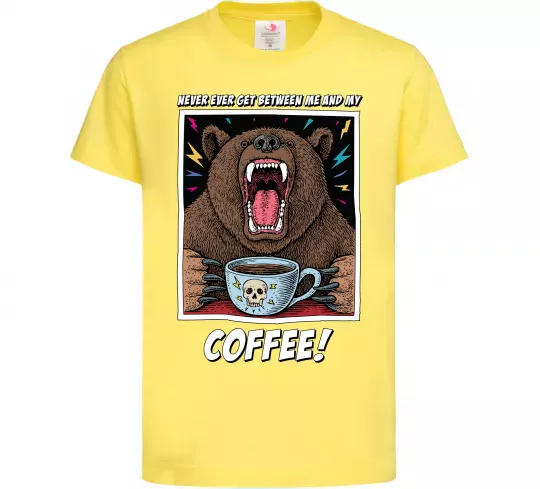 Детская футболка Bear with coffee Лимонный фото