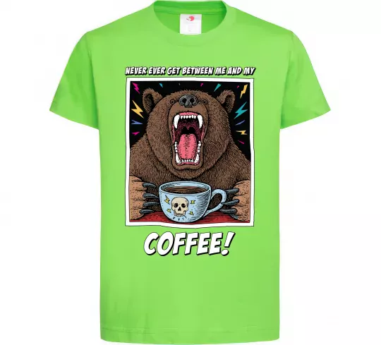 Детская футболка Bear with coffee Лаймовый фото