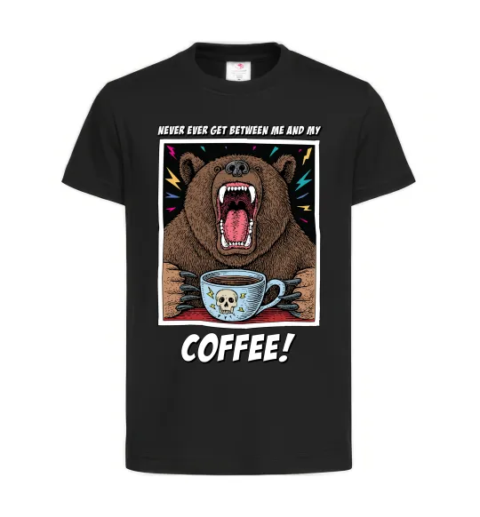 Детская футболка Bear with coffee Черный фото
