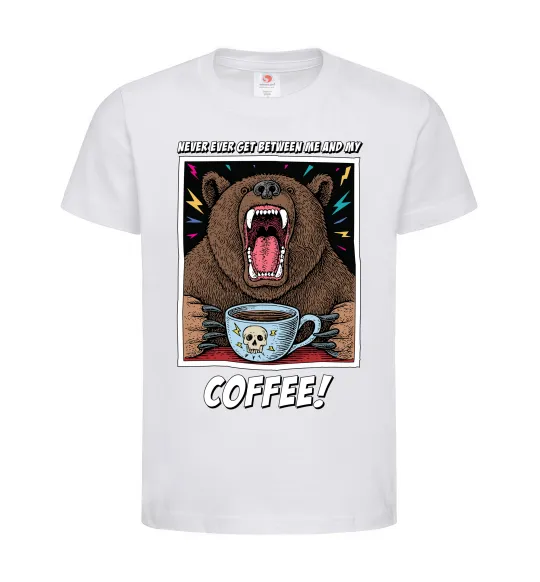 Детская футболка Bear with coffee Белый фото