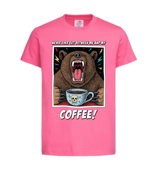 Детская футболка Bear with coffee Ярко-розовый фото