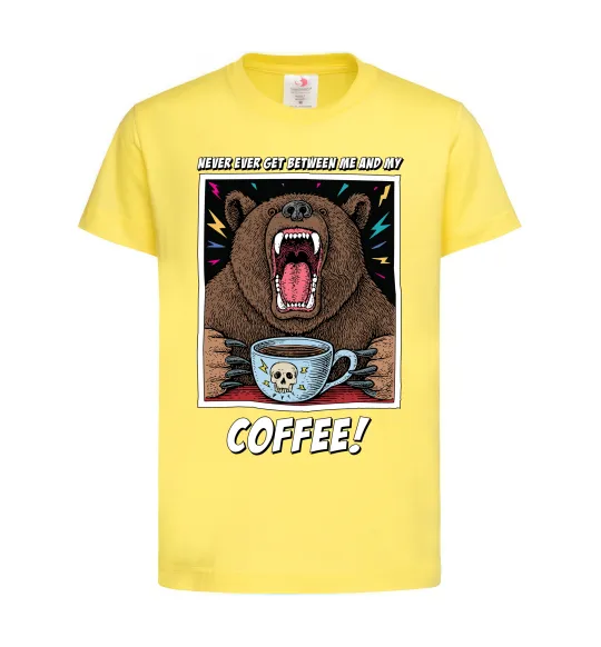 Детская футболка Bear with coffee Лимонный фото