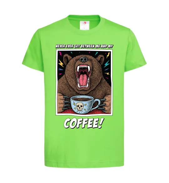 Детская футболка Bear with coffee Лаймовый фото