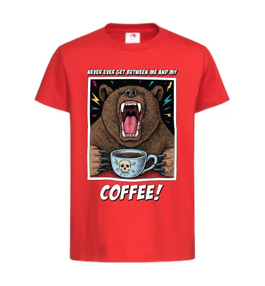 Детская футболка Bear with coffee Красный фото