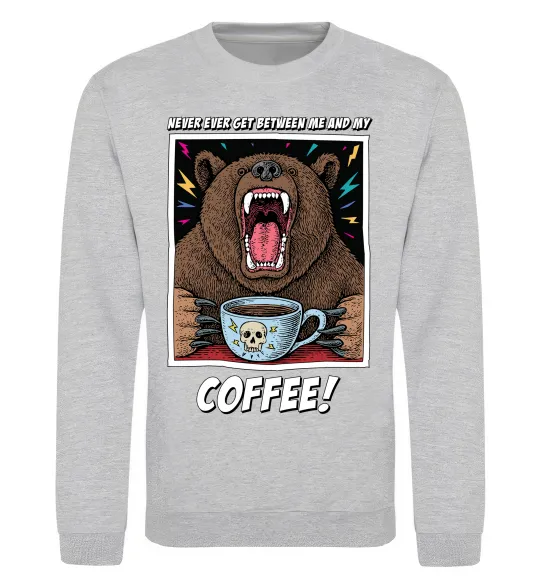 Свитшот Bear with coffee Серый меланж фото