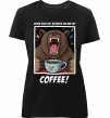 Женская премиум футболка Bear with coffee Черный фото