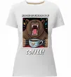 Женская премиум футболка Bear with coffee Белый фото