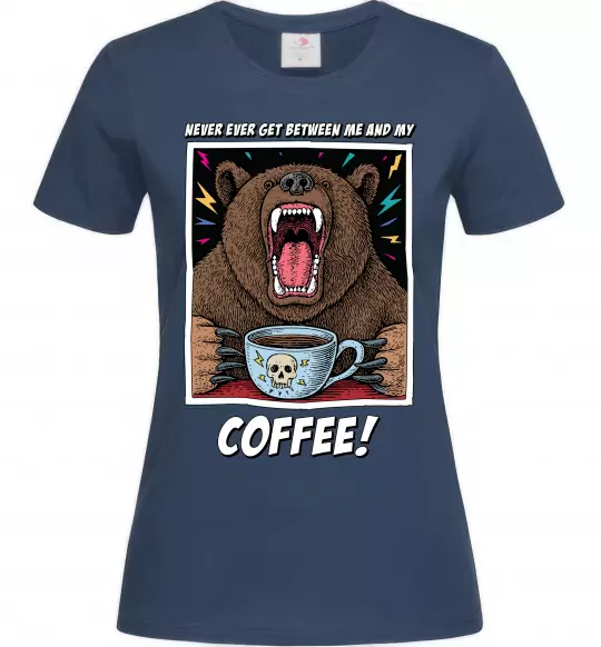 Женская футболка Bear with coffee Темно-синий фото