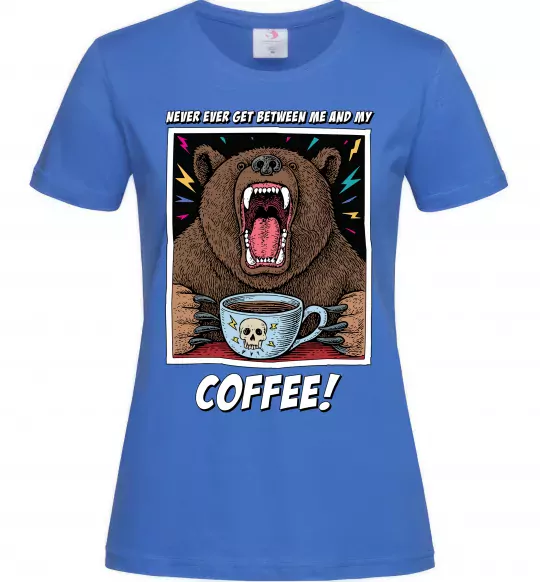 Женская футболка Bear with coffee Ярко-синий фото