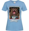 Женская футболка Bear with coffee Голубой фото