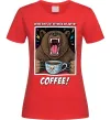 Женская футболка Bear with coffee Красный фото