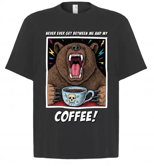 Футболка Оверсайз Bear with coffee Черный фото