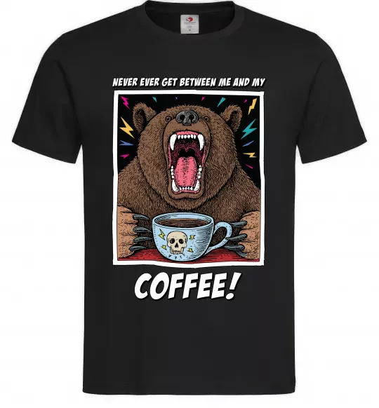 Мужская футболка Bear with coffee Черный фото