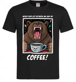 Мужская футболка Bear with coffee Черный фото