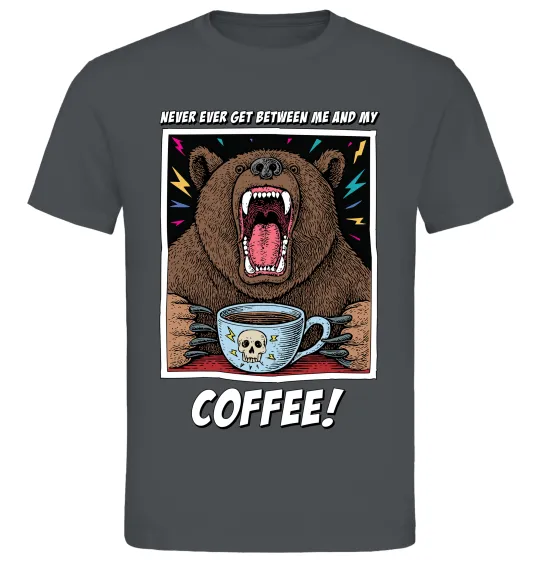 Мужская футболка Bear with coffee Графит фото