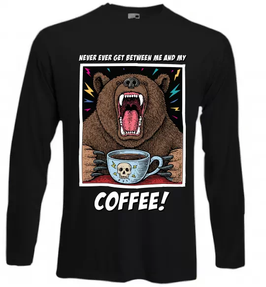 Лонгслив Bear with coffee Черный фото