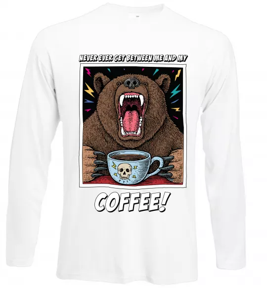 Лонгслив Bear with coffee Белый фото