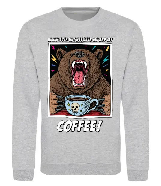 Свитшот Bear with coffee Серый меланж фото