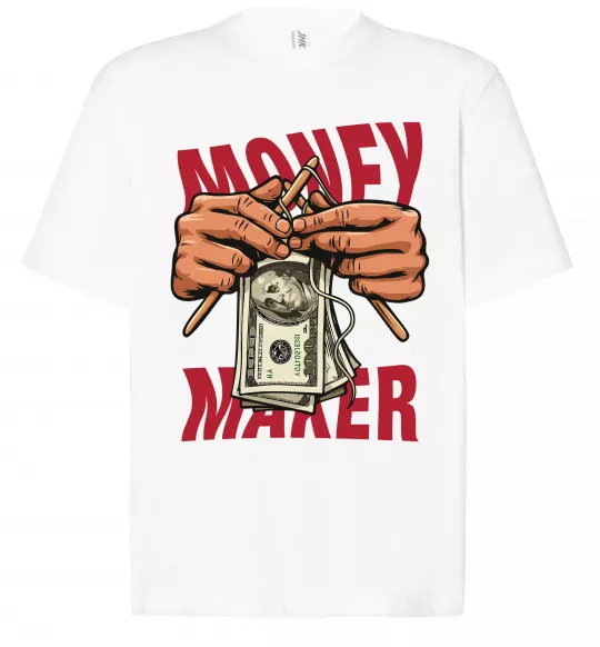 Футболка Оверсайз Money maker hands Білий фото