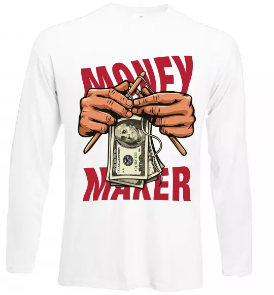 Лонгслив Money maker hands Белый фото