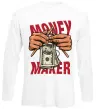 Лонгслив Money maker hands Белый фото