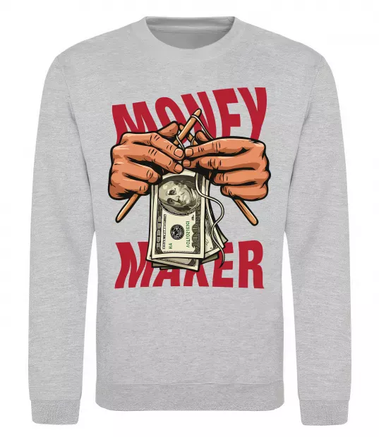 Свитшот Money maker hands Серый меланж фото