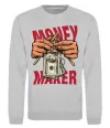 Свитшот Money maker hands Серый меланж фото