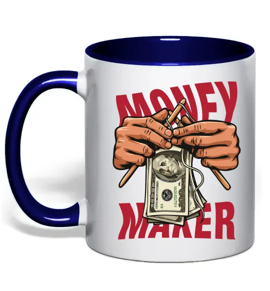 Чашка с цветной ручкой Money maker hands Глубокий темно-синий фото
