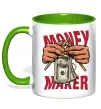 Чашка с цветной ручкой Money maker hands Зеленый фото