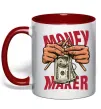 Чашка с цветной ручкой Money maker hands Красный фото