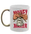 Чашка с цветной ручкой Money maker hands Золото фото