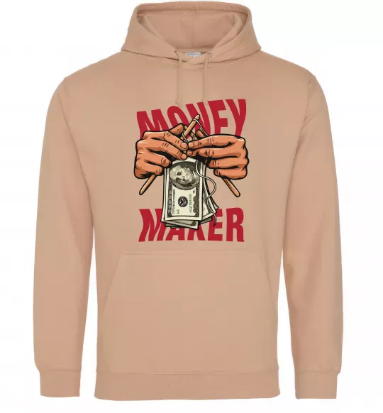 Мужская толстовка (худи) Money maker hands Песочный фото