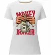 Жіноча преміум футболка Money maker hands Білий фото