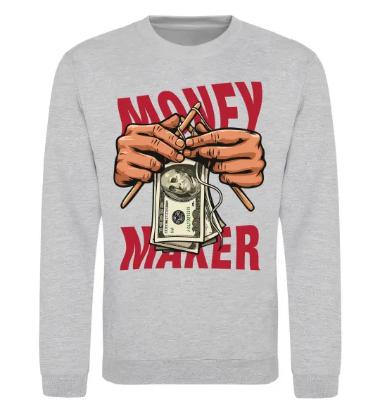 Свитшот Money maker hands Серый меланж фото